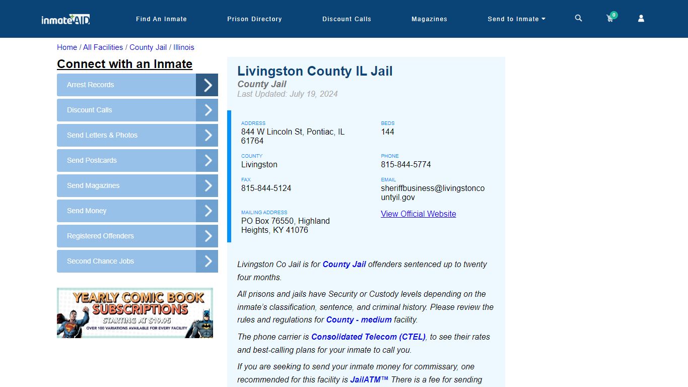 Livingston County IL Jail - Inmate Locator