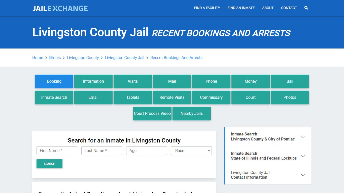 Livingston County Jail IL Recent Arrests and Bookings